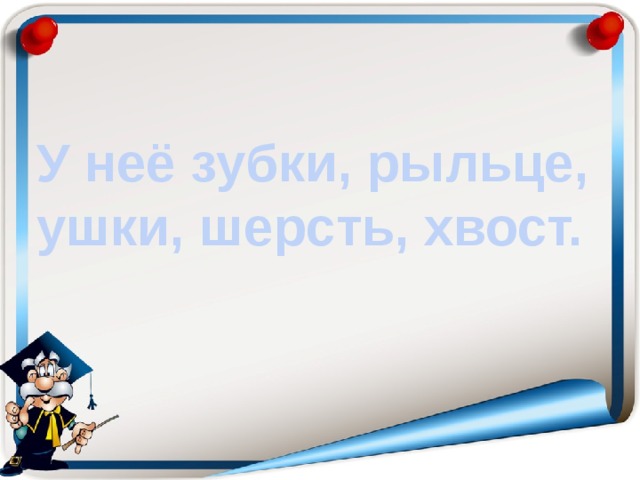 У неё зубки, рыльце, ушки, шерсть, хвост. 