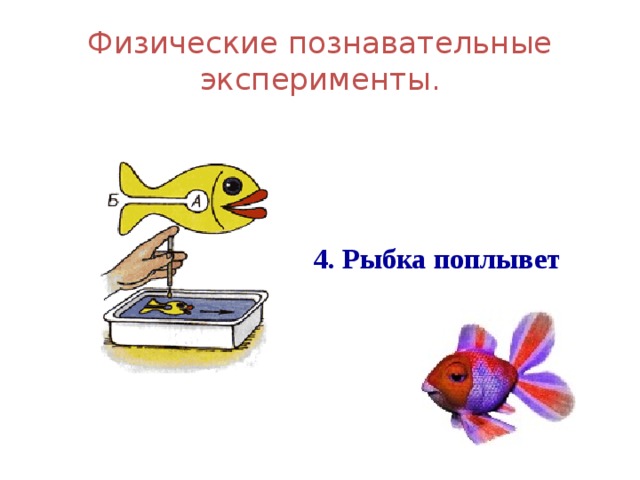 Физические познавательные эксперименты. 4. Рыбка поплывет 