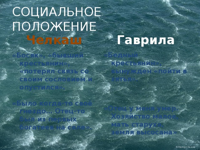 Составьте план сравнительной характеристики челкаша и гаврилы портрет детали биографии таблица