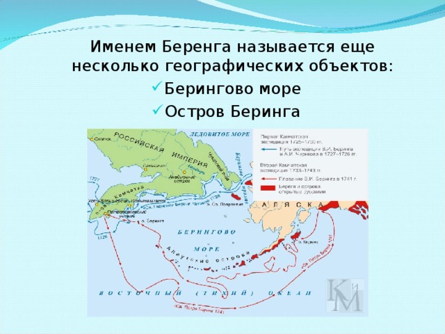  Именем Беренга называется еще несколько географических объектов: Берингово море Остров Беринга 