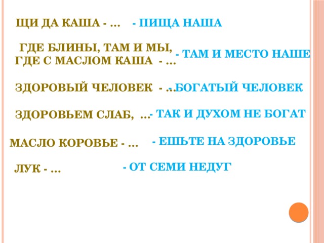 Если хорошие щи так другой пищи не ищи 2 класс презентация