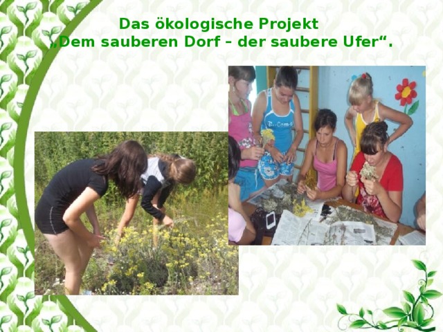 Das ökologische Projekt  „Dem sauberen Dorf – der saubere Ufer“.