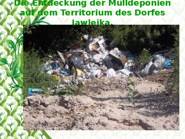 Die Entdeckung der Mülldeponien auf dem Territorium des Dorfes Jawlejka.