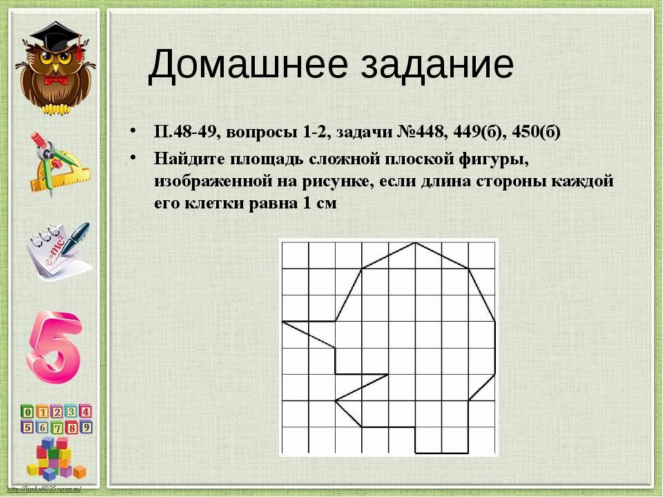 Площадь фигуры f