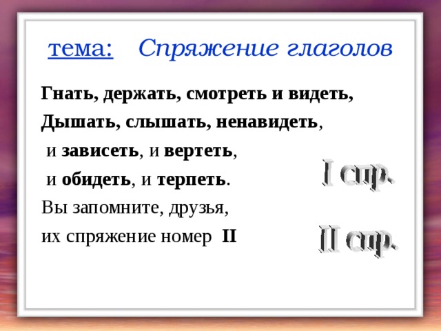 Укажи спряжение глагола ненавидеть