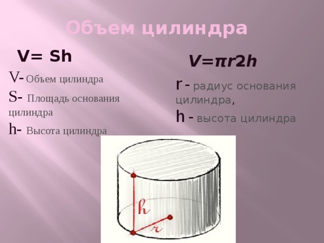 Объем цилиндра физика 7 класс