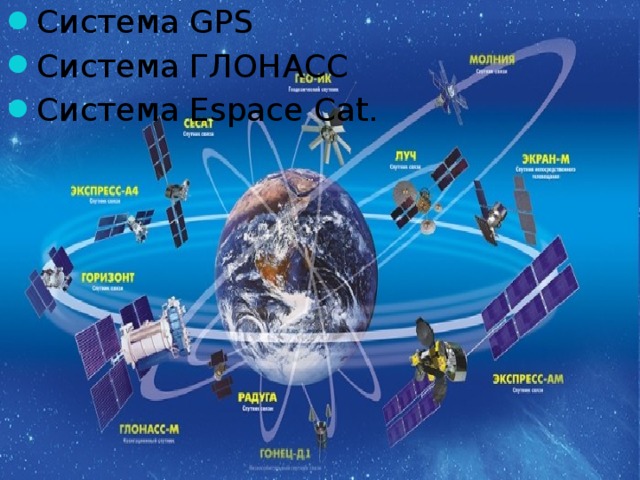 Система GPS Система ГЛОНАСС Система Espace Cat. 