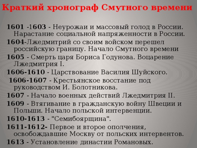 Пересказ смуты 7 класс