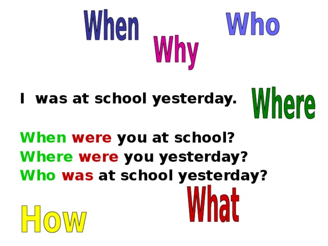 Yesterday i. Were you at School yesterday.