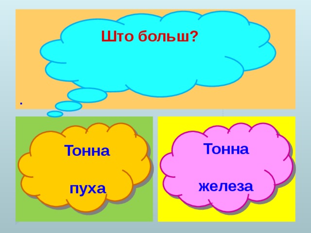 . Што больш?   Тонна  пуха  Тонна  железа   