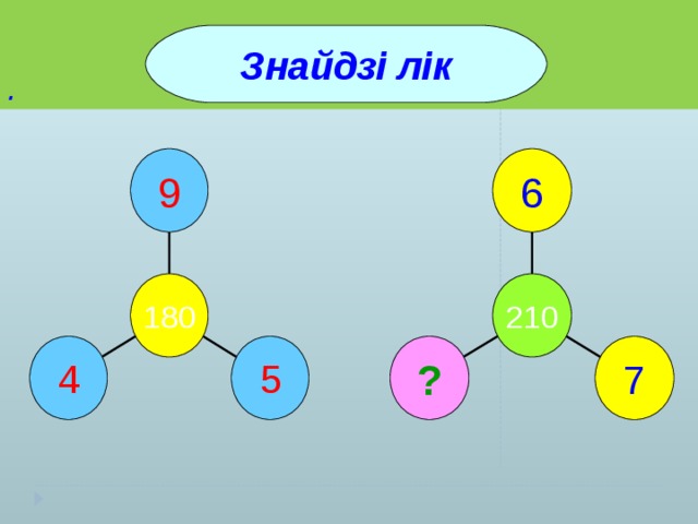 . Знайдзі лік 9 6 180 210 4 5 ? 7 