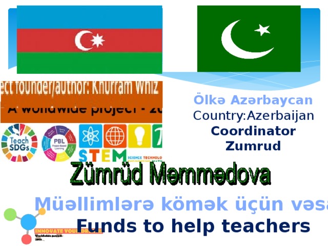 Ölkə Azərbaycan Country:Azerbaijan Coordinator Zumrud Müəllimlərə kömək üçün vəsait Funds to help teachers 