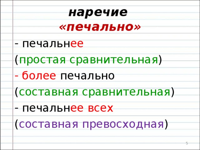 Степени сравнения качественных наречий