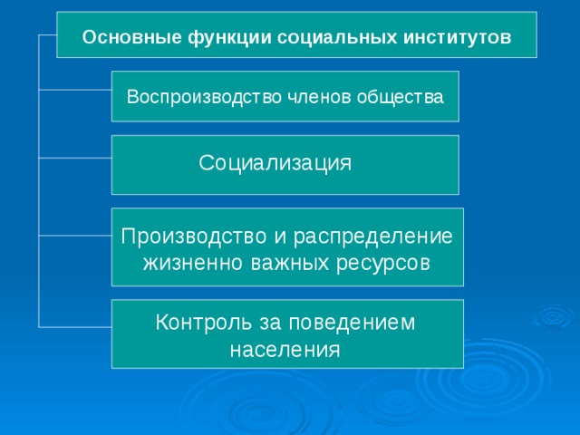 Основные институты общества сложный план