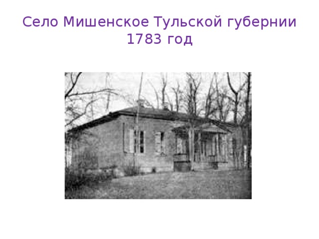 Село Мишенское Тульской губернии  1783 год 