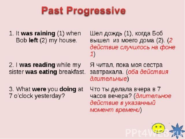 Past progressive презентация