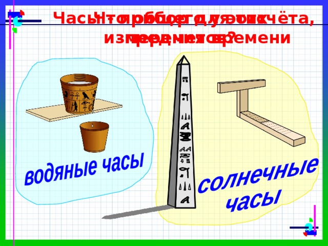 Часы - прибор для отсчёта,  измерения времени Что общего у этих предметов? 