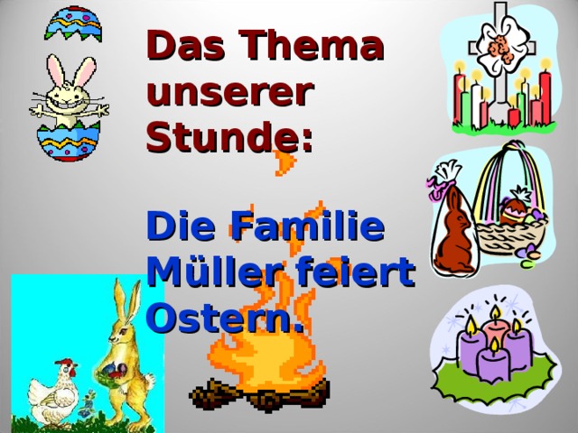 Das Thema unserer Stunde:   Die Familie  Müller feiert Ostern. 