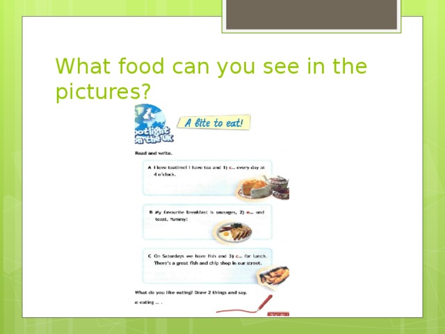 What food can you see in the pictures? 