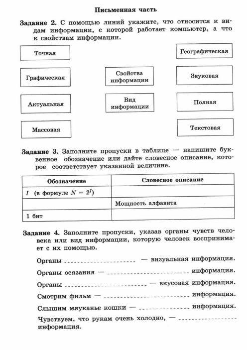 Контрольная работа по информатике информация