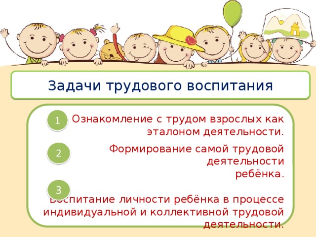 Задачи трудового воспитания в дошкольном возрасте. Задачи трудового воспитания.