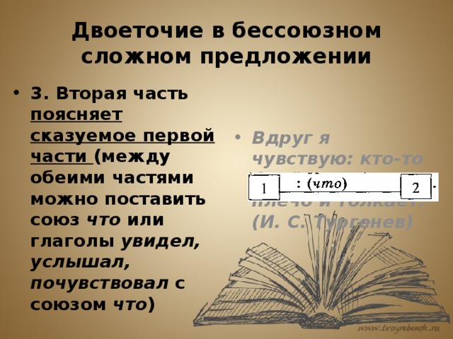 Двоеточие в бессоюзном сложном предложении презентация