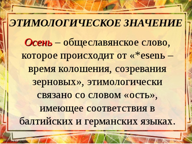 Значит осень. Осенило значение. Этимологическое значение. Осенить значение слова. Значение слова осень.