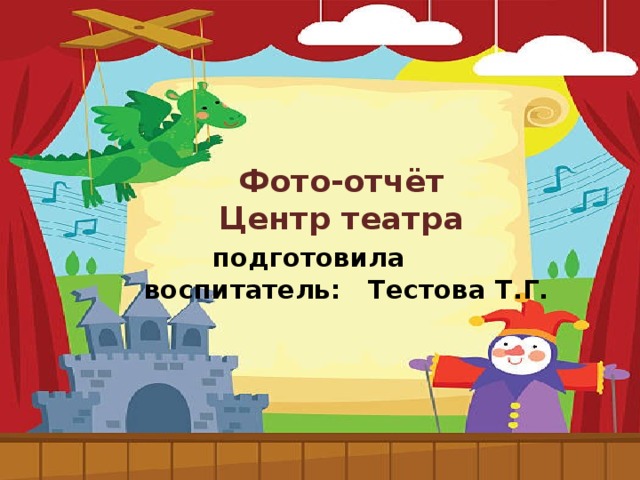 Фото-отчёт  Центр театра   подготовила воспитатель: Тестова Т.Г. 