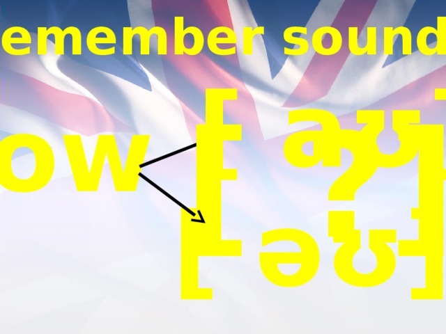 Remember sounds [ aʊ] ow [ ?] [ əʊ] 