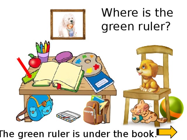 Where is the green ruler? 