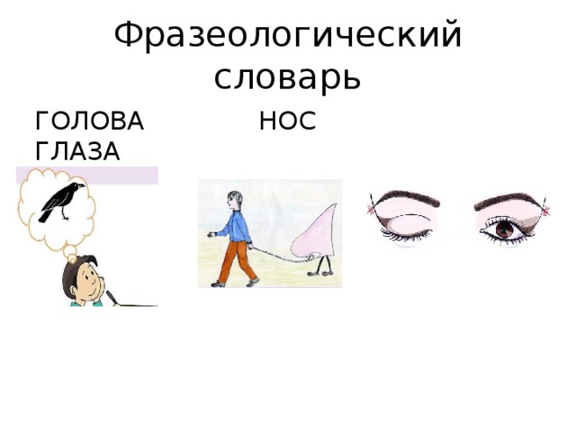 Фразеологический словарь ГОЛОВА НОС ГЛАЗА