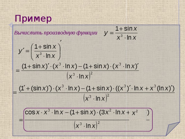 Вычислить производную функции калькулятор по фото