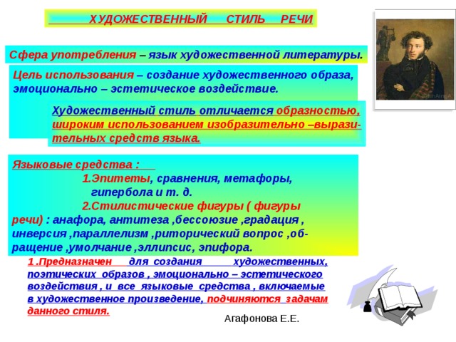 Развитие художественной речи. Грамматика художественного стиля речи. Сфера использования художественного стиля речи. Художественный стиль реч. Литературно-художественный стиль речи.