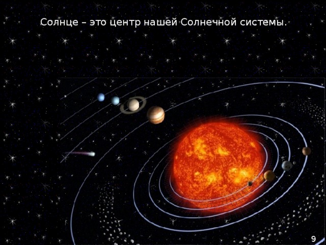 Солнце – это центр нашей Солнечной системы. 9 