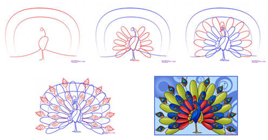 Как нарисовать павлина с помощью руки