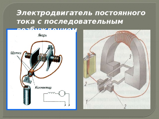 Электродвигатель постоянного тока с последовательным возбуждением 