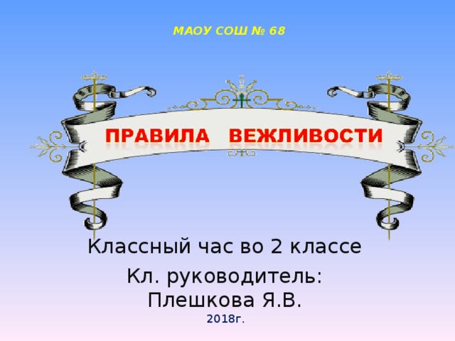 Правила вежливости 2 класс окружающий мир презентация