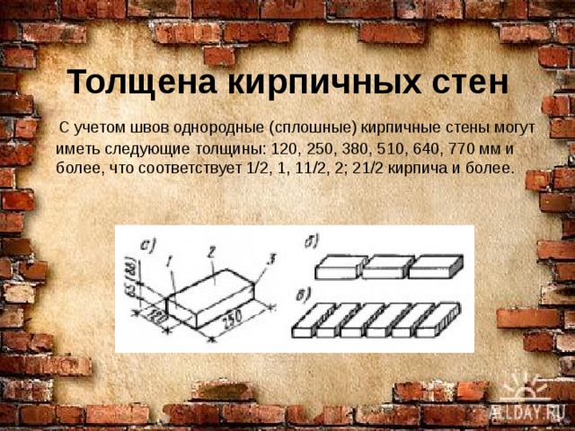 Толщина кирпичной стены 510