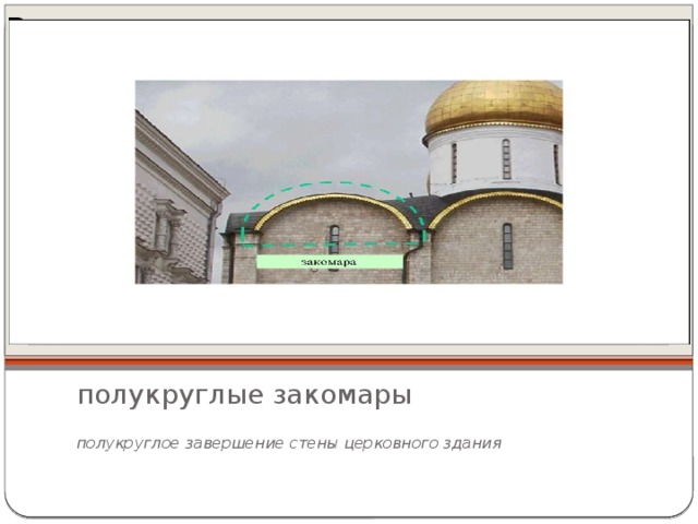 Вставка рисунка полукруглые закомары полукруглое завершение стены церковного здания 