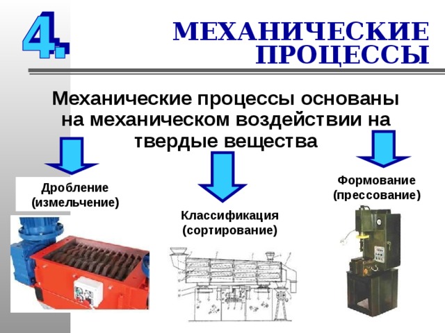 Типы механических процессов. Механические процессы. Механические процессы измельчение. Механические процессы в химической технологии.