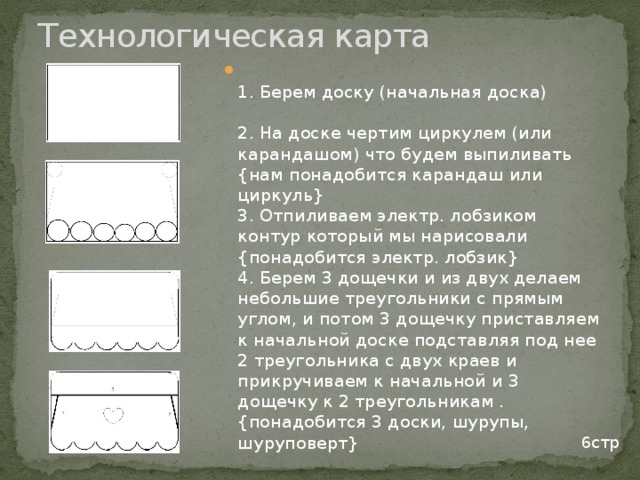 Технологическая карта вешалки