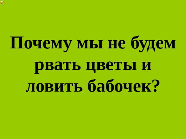 Почему мы не будем рвать цветы и ловить бабочек? 