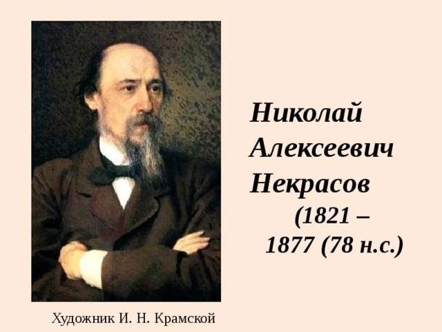 Николай Алексеевич Некрасов (1821 – 1877 (78 н.с.) Художник И. Н. Крамской 
