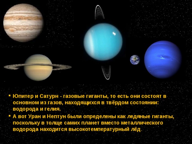 Газовые гиганты солнечной системы проект