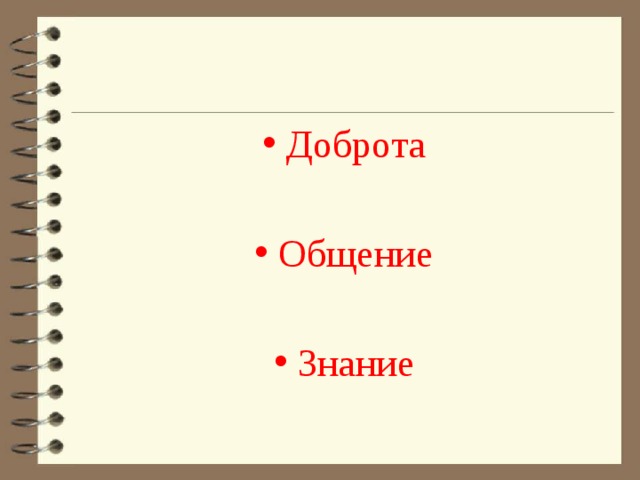 Доброта Общение Знание 
