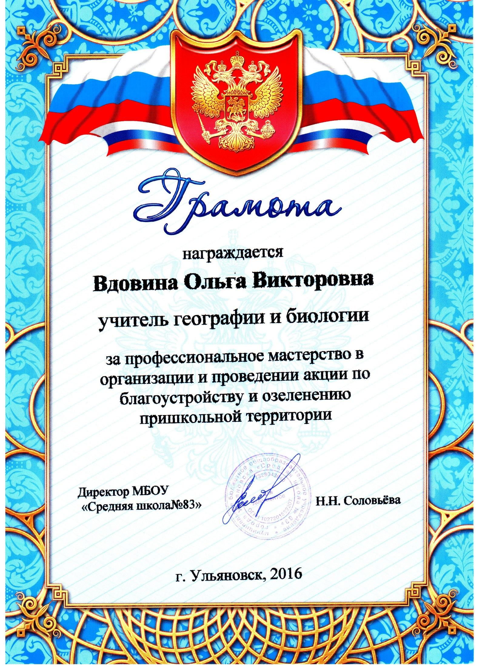 Грамота за профессиональное мастерство.