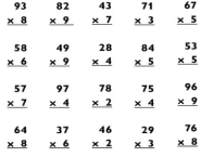 3 класс математика умножение столбиком карточки. Умножение двузначного числа на однозначное в столбик. Математика 3 класс умножение двузначного числа на однозначное. Умножение двухзначных чисел на однозначное 3 класс. Умножение двузначного числа на однозначное 3.