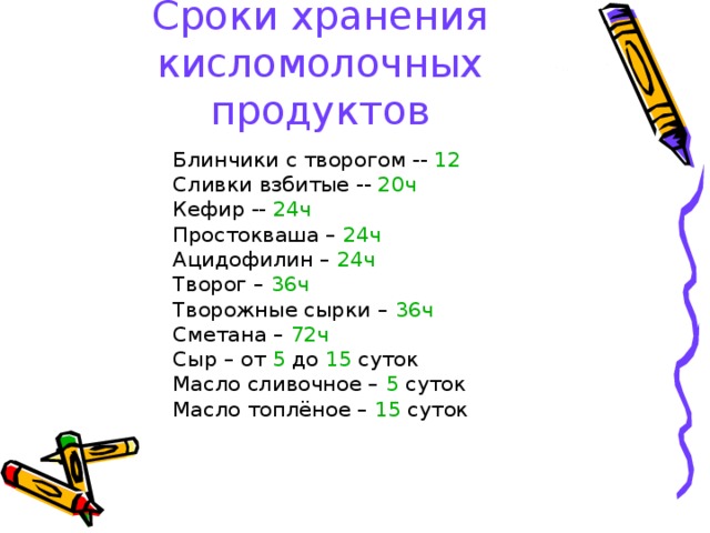 Срок хранения кисломолочных продуктов