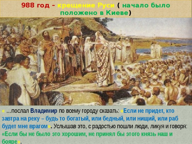 Технологическая карта урока по истории 6 класс правление князя владимира крещение руси