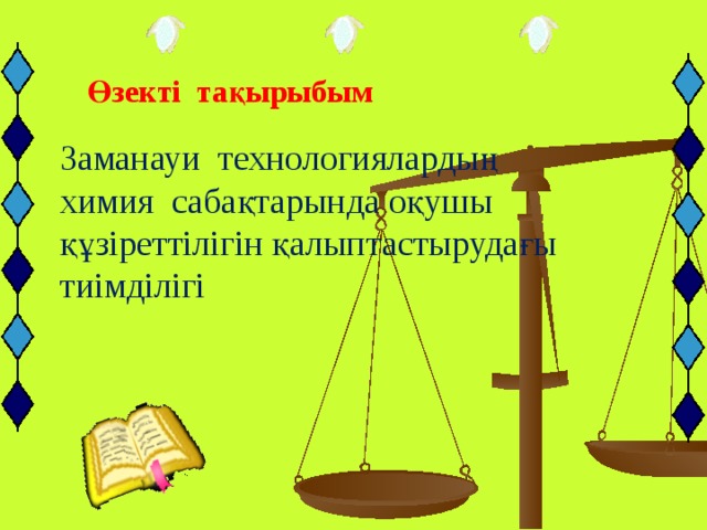Өзекті тақырыбым Заманауи технологиялардың химия сабақтарында оқушы құзіреттілігін қалыптастырудағы тиімділігі 